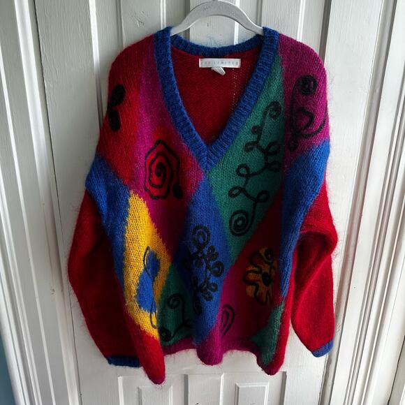 Vintage 90s The Limited Geometric Mohair Sweater - Picture 2 of 11